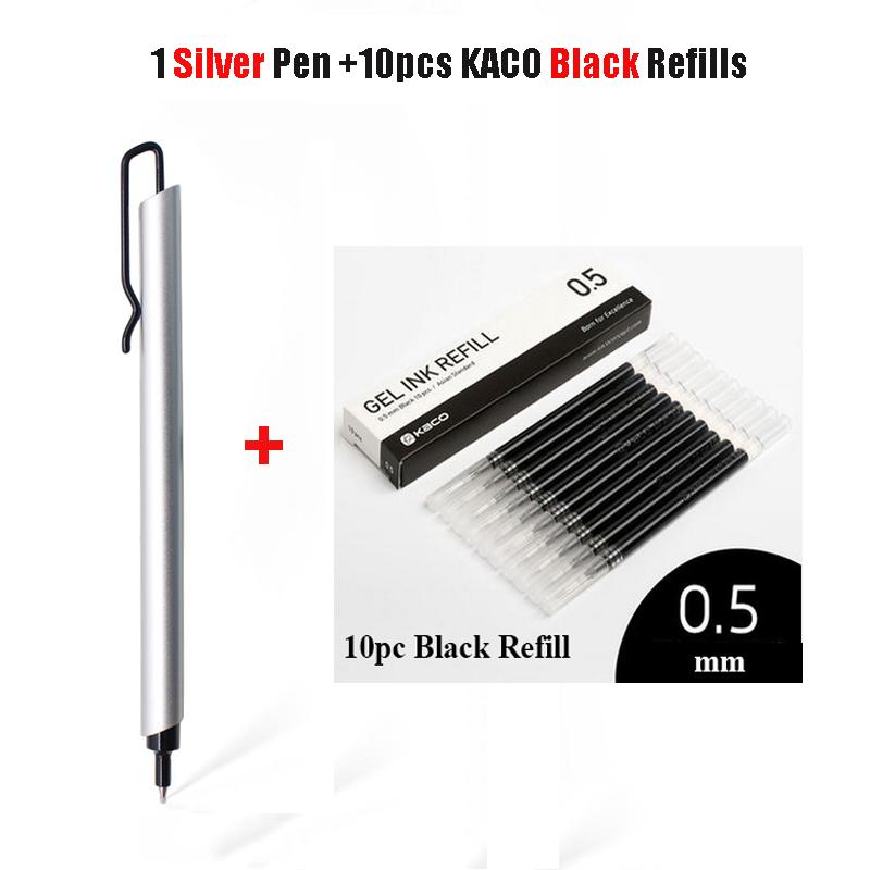 Kaco Metal Gel Pen 0.5MM Black Ink Refills Luxury Ballpoint Pens Business Signature Stylos Pen Holder Design Stationery Supplies