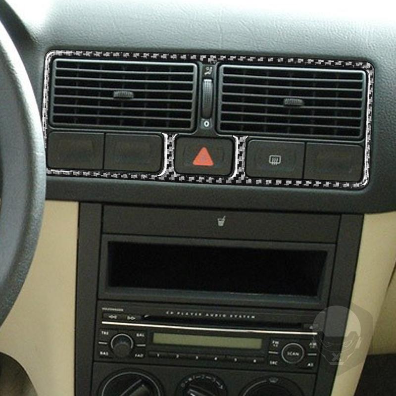 For VW Golf 4 MK4 1999 2000 2001 2002 2003 2004 Center Air Outlet Cover Real Carbon FIber Sticker Vehicle Interior Accessories
