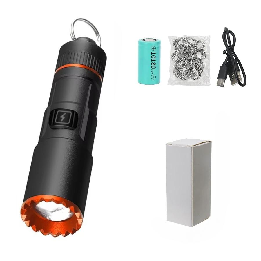 

Мощный светодиодный мини-фонарик EDC, карманный, из алюминиевого сплава, небольшой фонарик, аккумулятор 10180 Type-C, перезаряжаемый аварийный фонарь Black