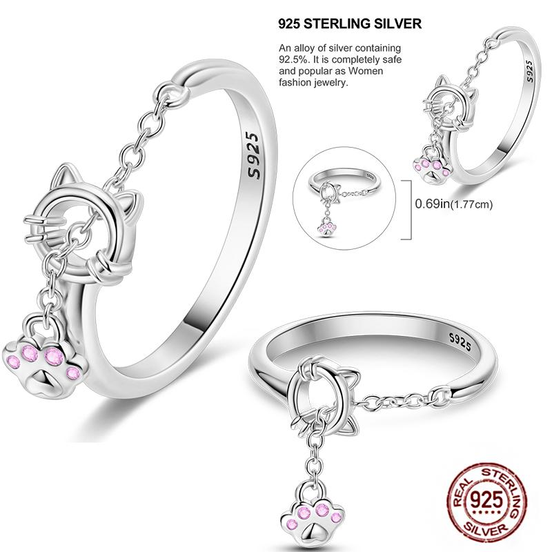 Free Size 925 Sterling Silver Ring Butterfly Sun Moon Sunflower Crystal Original Adjustable Rings for Women Wedding Jewelry Gift