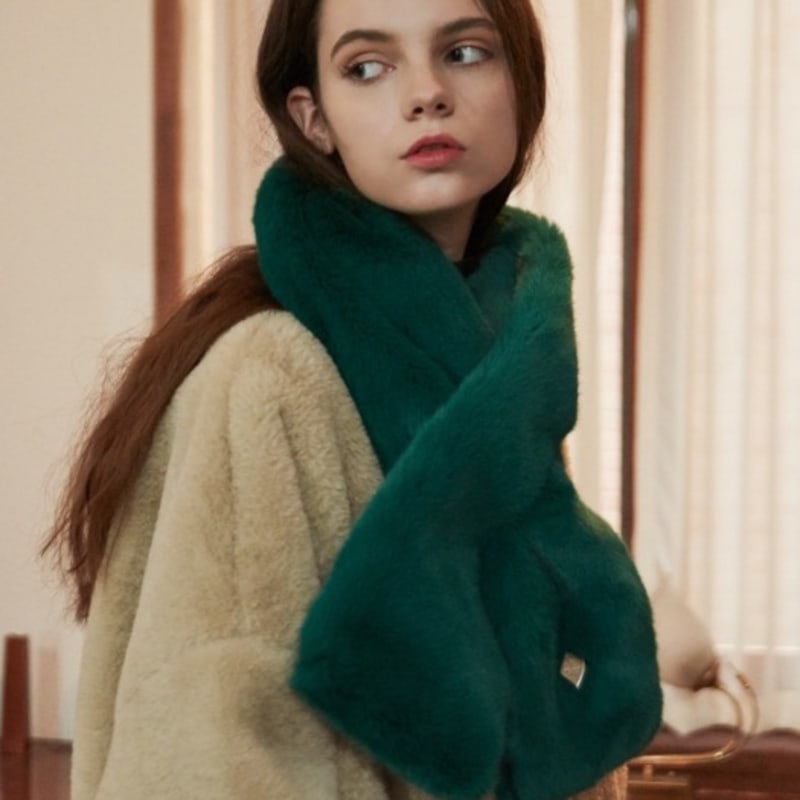 MANES Vichy Fake Fur Muffler (6color)