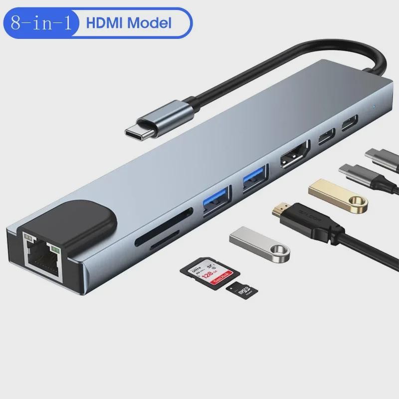 8-in-1 USB-C Multifunktions-Dock: HDMI, Netzwerkkarte & Mehr für Notebooks
