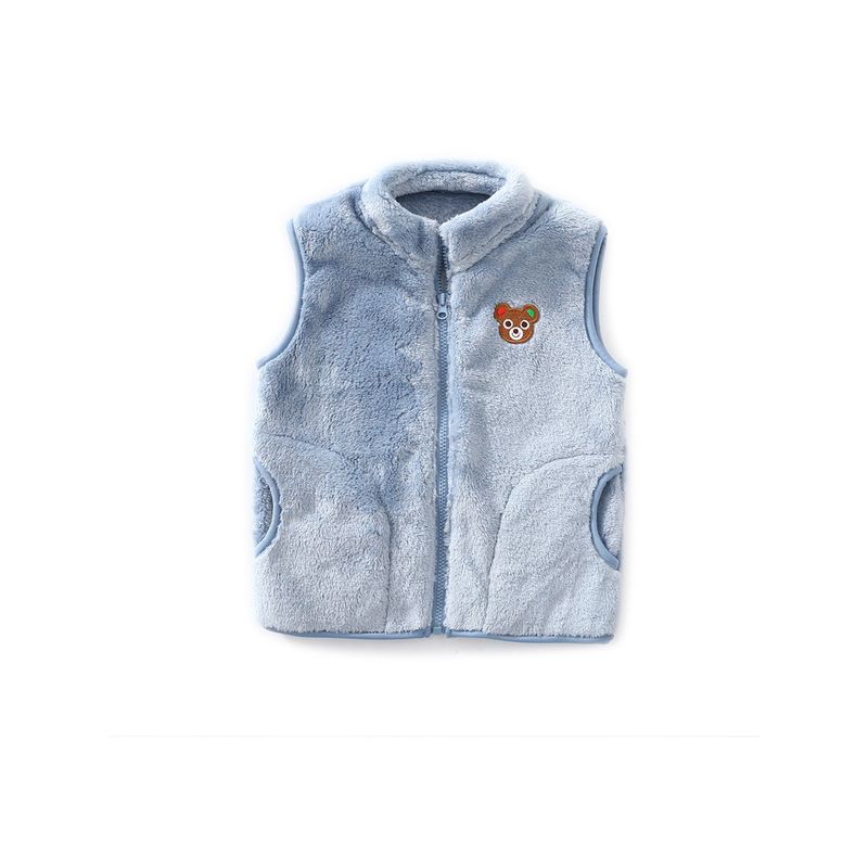 Children's Velvet Vest New Thick Waistcoat Outerwear Boys and Girls Flannel Vest Home Wear Zipper Coat