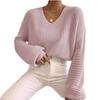 Herbst 2025 Einfarbiger V-Ausschnitt Laternenärmel Damen-Pullover
