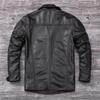 Giacca lunga da uomo in vera pelle, taglia cinese, classica, nera, in pelle di mucca, casual, in tessuto di pelle