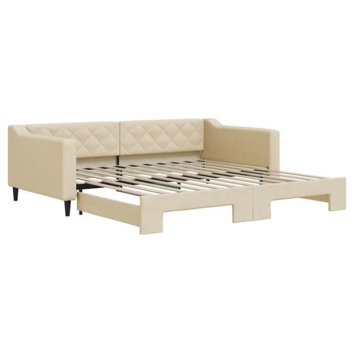 VidaXL Lit de jour avec lit gigogne crème 100x200 cm tissu 3197435