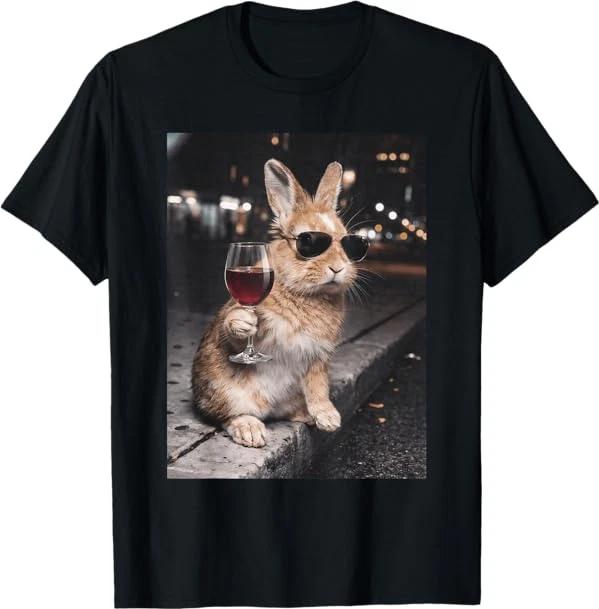 Funny Wine Glasses Bunny Eggs Happy Easter Day Drink Team T-Shirt S