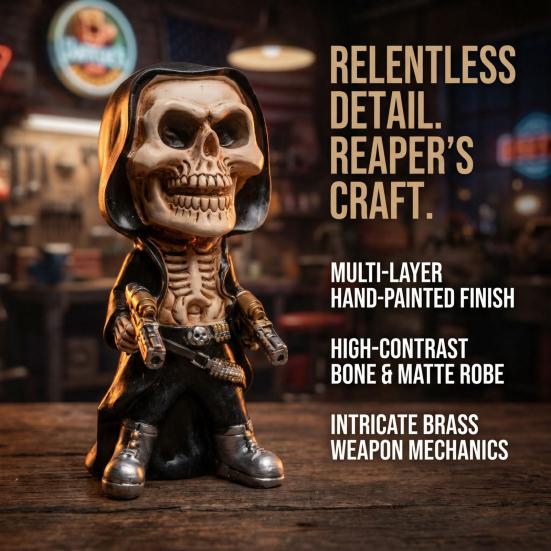 xiaobudian Halloween Skeleton Warrior Sculpture, Resin Art Soldier Figurine Statue Home Decor, Gunner Model Ornaments for Desktop Gaming Room