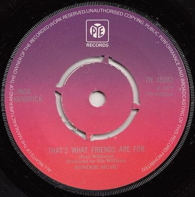 7inch Record LINDA KENDRICK - That's What Friends Are For 7N45282 Pye Records 1973 UK Soul/Funk Used