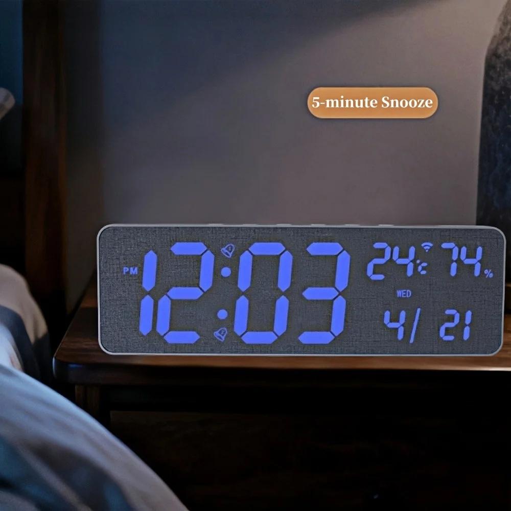 36*11.5*2.3cm Large RGB Digital Wall Clock TEMP Humidity Date Week Count-up Countdown 12/24H Bluetooth Time Synchronization LED Clock