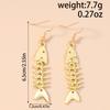 Fashion Stainless Steel Fishbone Drop Earrings Women Men Punk Hip-hop Earrings Club Party Jewelry Gifts
