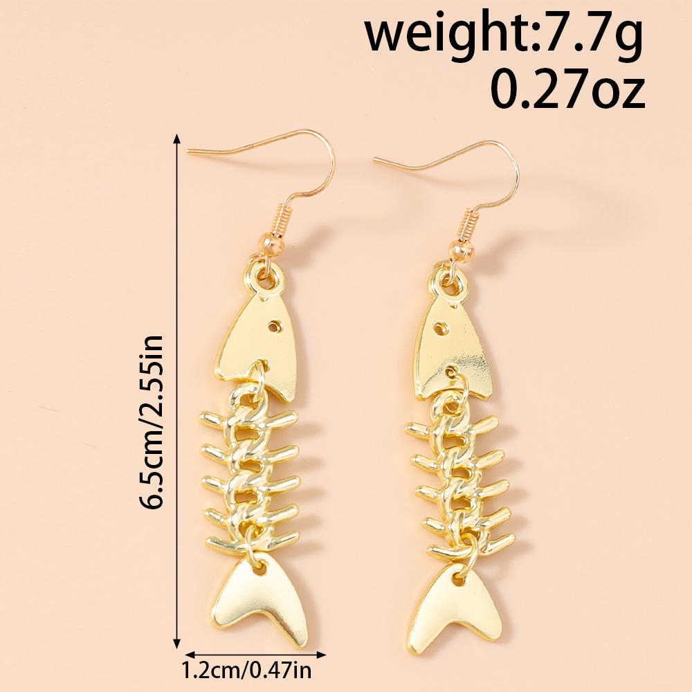 Fashion Stainless Steel Fishbone Drop Earrings Women Men Punk Hip-hop Earrings Club Party Jewelry Gifts