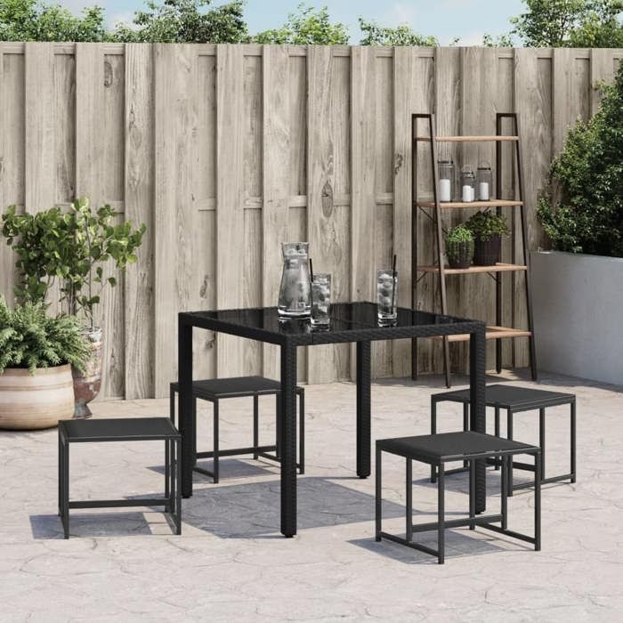 VidaXL Tabourets de jardin 4 pcs noir acier et textilène, siège de jardin, tabouret d'extérieur, siège cube, siège 4008594
