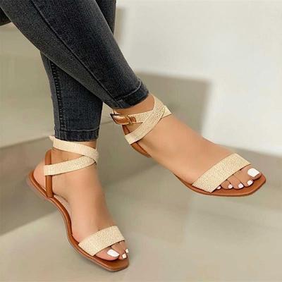 Modische Damensandalen mit weicher Sohle, Sommer, neue flache Römersandalen für Damen mit rutschfester Gummisohle, modische Damenschuhe, Übergröße 43