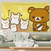 Cute Lazy Bear Daily Life Tapestry  4 Styles Kawaii Cartoon Wall Hanging for Kids Bedroom Dorm Living Room Decor