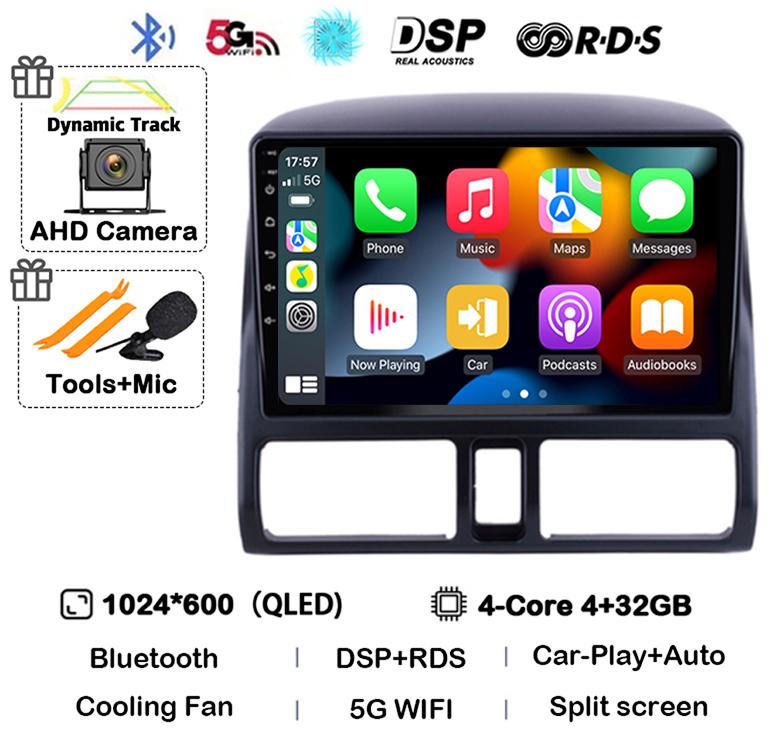 Android 14 Carplay Auto Car Radio For Honda CR-V CRV 2 2001-2006 Stereo GPS Multimedia Video Player WIFI+4G Head Unit Audio DSP