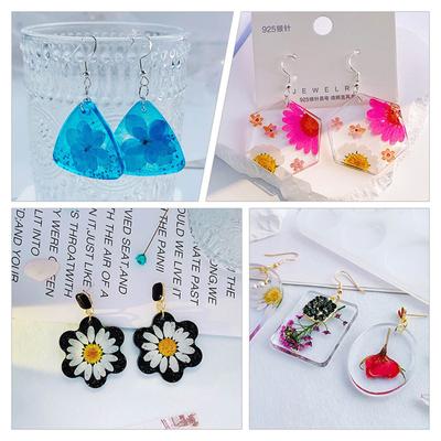 Pendant Mould Resin Mold Multi-Shapes Jewelry Molds with Holes Hand-Making Accessories Silicone Material for Earrings
