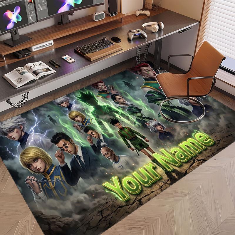 Custom Name Crystal Velvet Rug,Hunter × Hunter Comfortable Anti Slip Floor Mat For Room Decoration