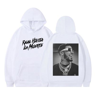 Anuel AA Real Hasta La Muerte Double Sided Printed Hoodie Men Women's Hip-hop Gothic Punk Harajuk Long-sleeved Casual Pullover
