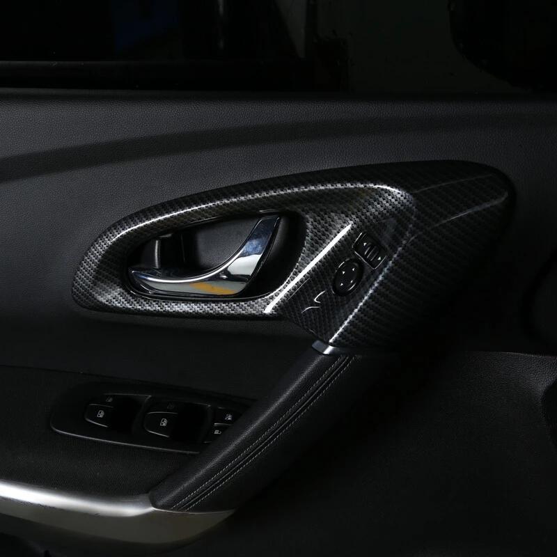 For Renault Kadjar 2015 2016 2017-2019 Car Styling Cover Protect Stick Trim Carbon Fibre Car Door Inner Built Handle Bowl 4pcs