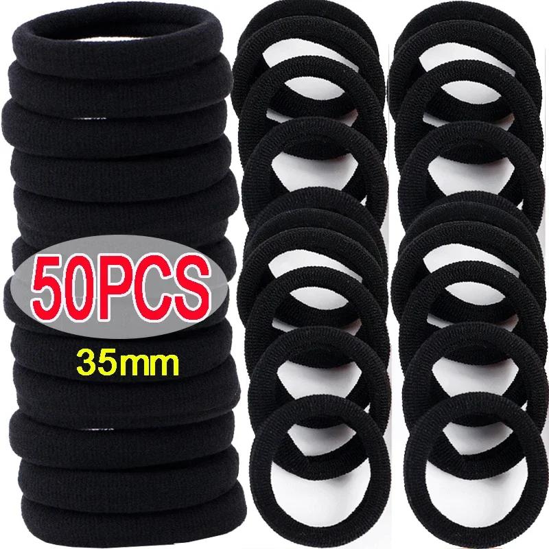 100pcs Black Basic Hair Bands Women Girls Simple High Elastic Headband Ties Rubber Ropes Scrunchies Ponytail Holders Accessories