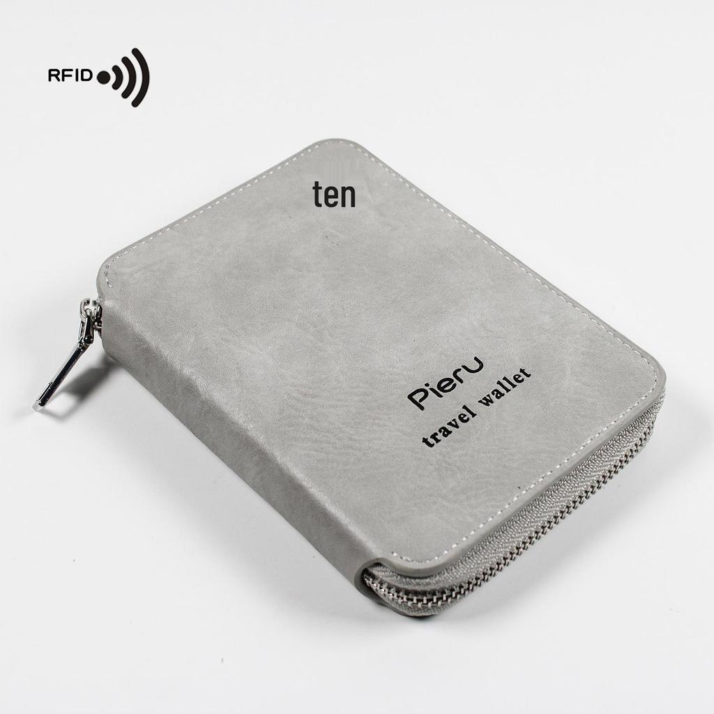 2024 RFID Anti-Theft Zipper Passport Holder: Multifunctional Travel Wallet Organizer