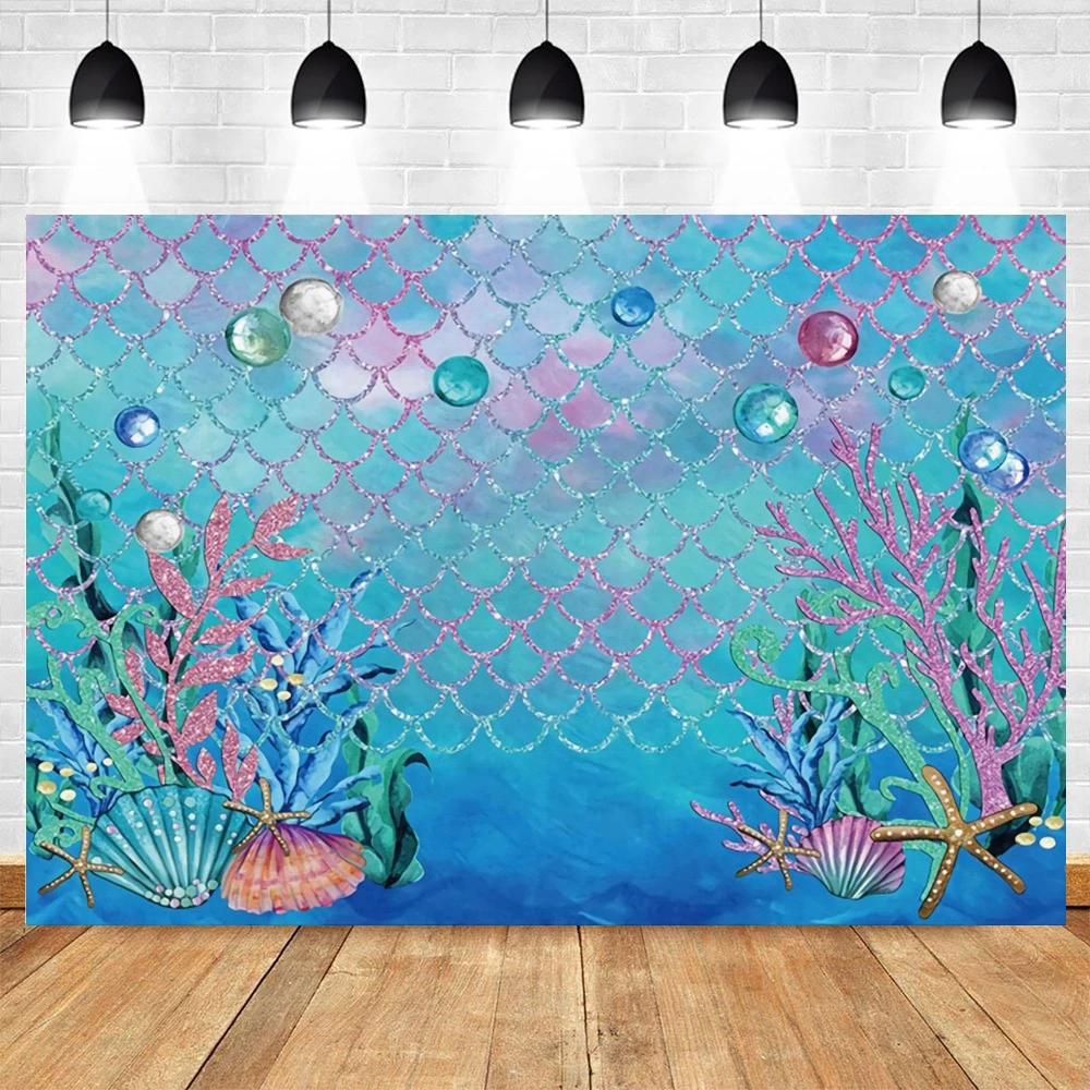 Mermaid Princess Girl Photography Background Birthday Party Decoration Background Photography Studio Photography Props