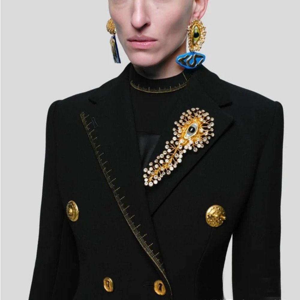 Gorgeous Statement Necklace Rhinestone Eye Pendant Brooch Show Eye Pendant Necklace  Fashion Show