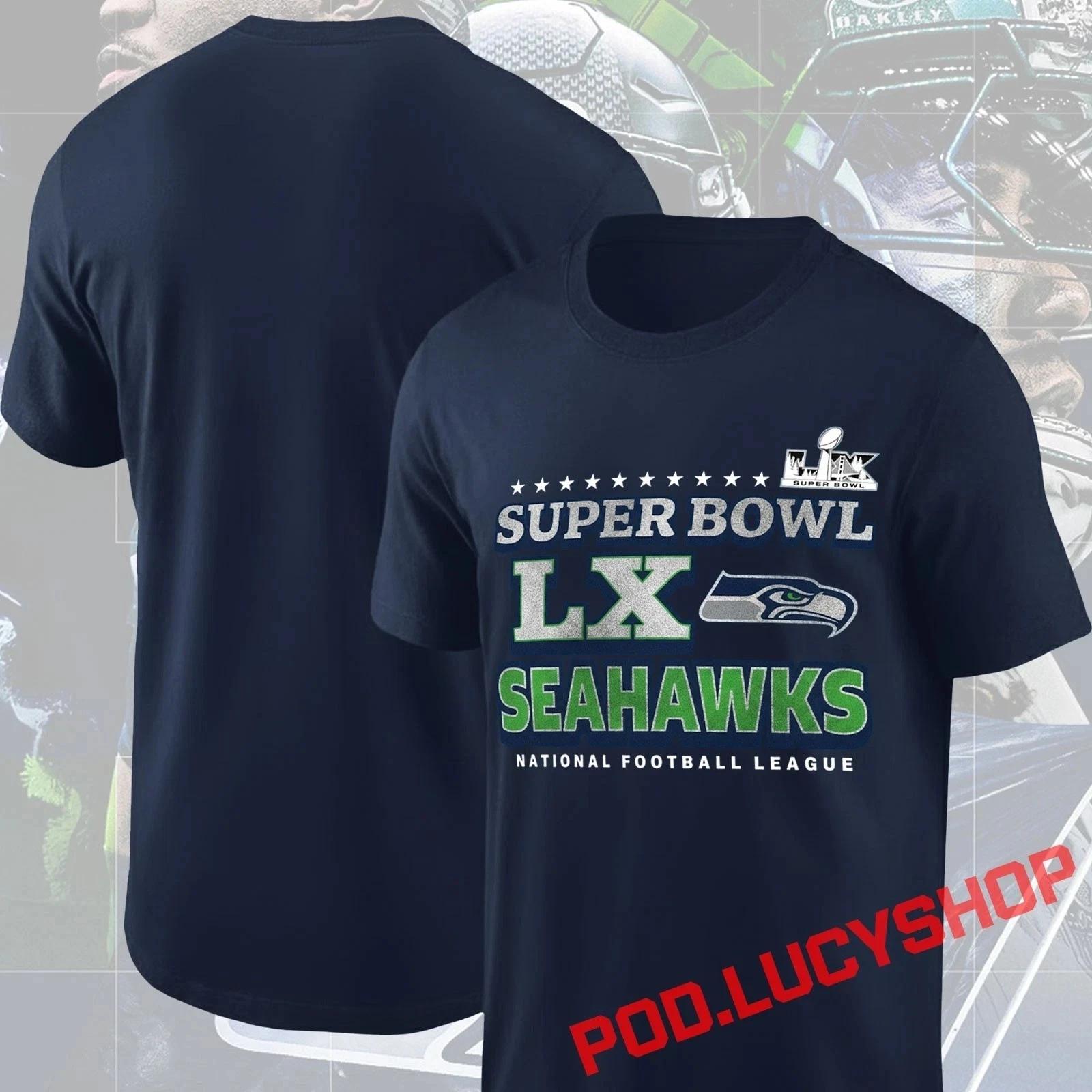 Seattle Seahawk 2025 NFC Champions Super 1Bowl LX Navy T-Shirt Unisex S-5XL 4XL