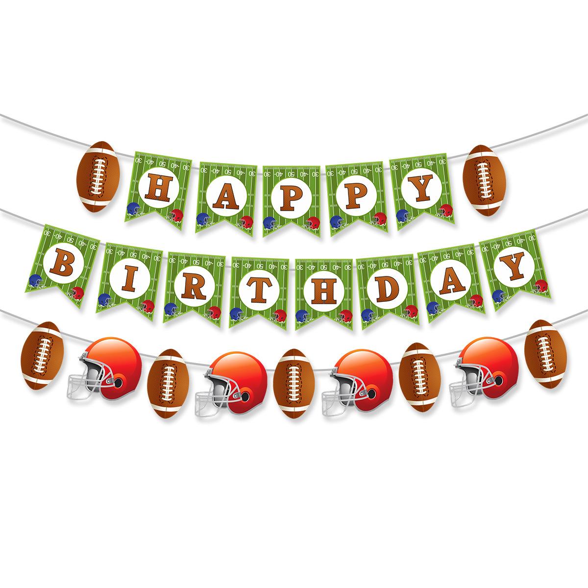 

American Football Theme Birthday Flag American Football Birthday Banner Paper Latte Custom Flag Latte 2-piece set