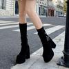 Niche Retro Style Thick Heel Thin Short Boots Women's New Autumn Versatile Height Increase Small High Heel Medium Boots
