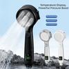 Pressurized Spray High Pressure Shower Head Digital Temperature Display 4-Modes Spray Handheld Shower Head Adjustable Spray