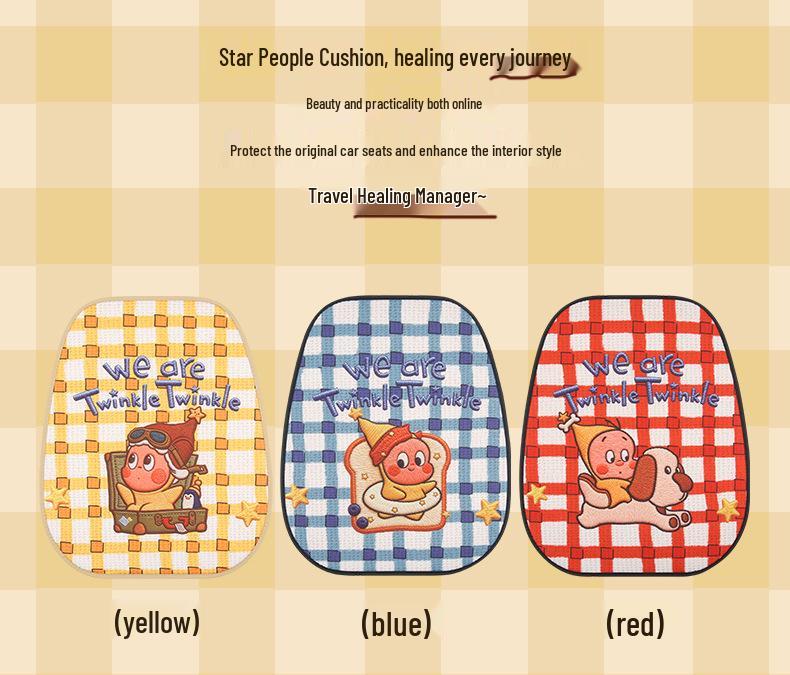 Cute Female Cartoon Car Seat Cushion for Xiaopeng MONA M03/P7/G6/G7/G3 - All Seasons