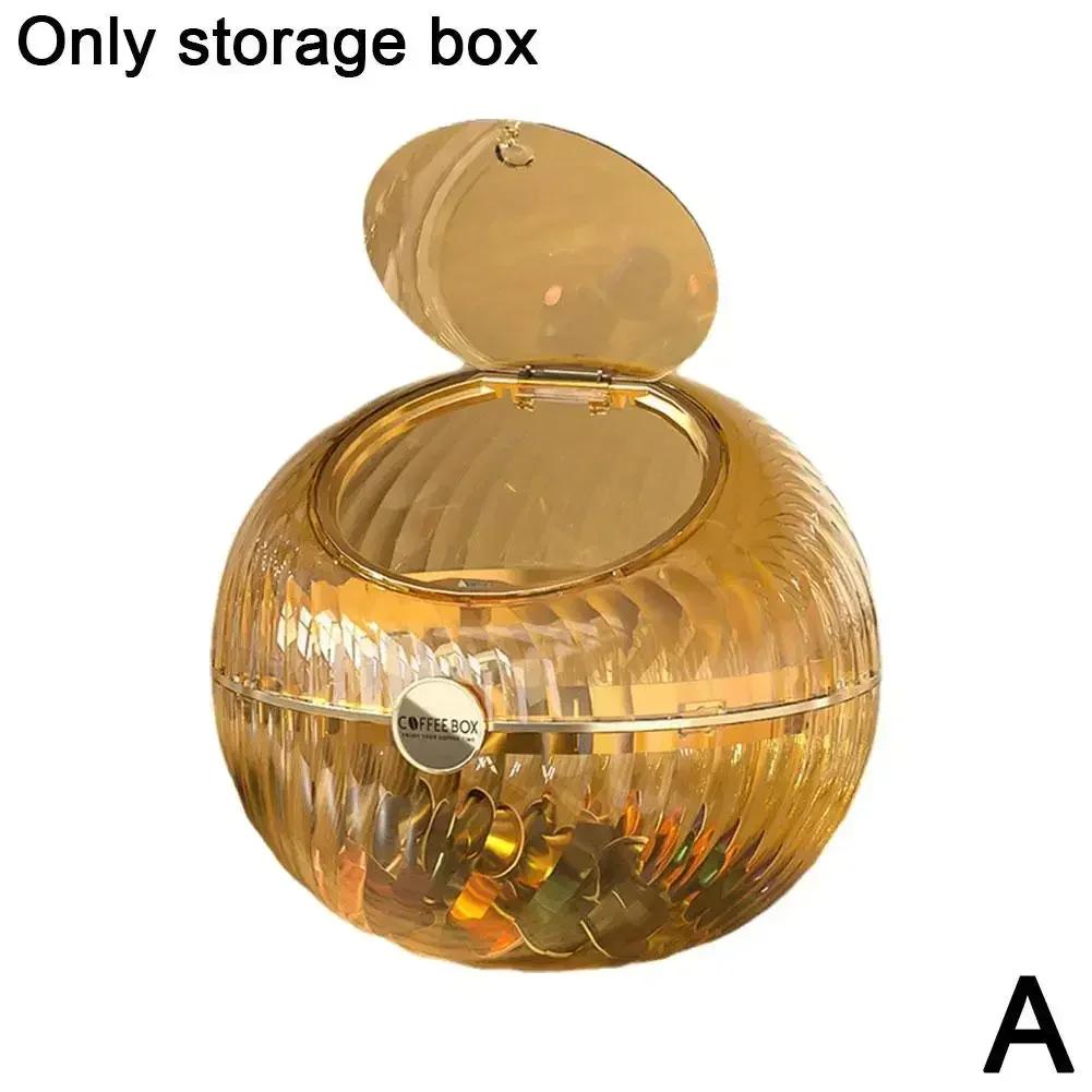 Transparent Spherical Coffee Capsules Storage Box Large Desktop Open With Capacity Decoration Lid Jar Organizer Candy Snack D5p0