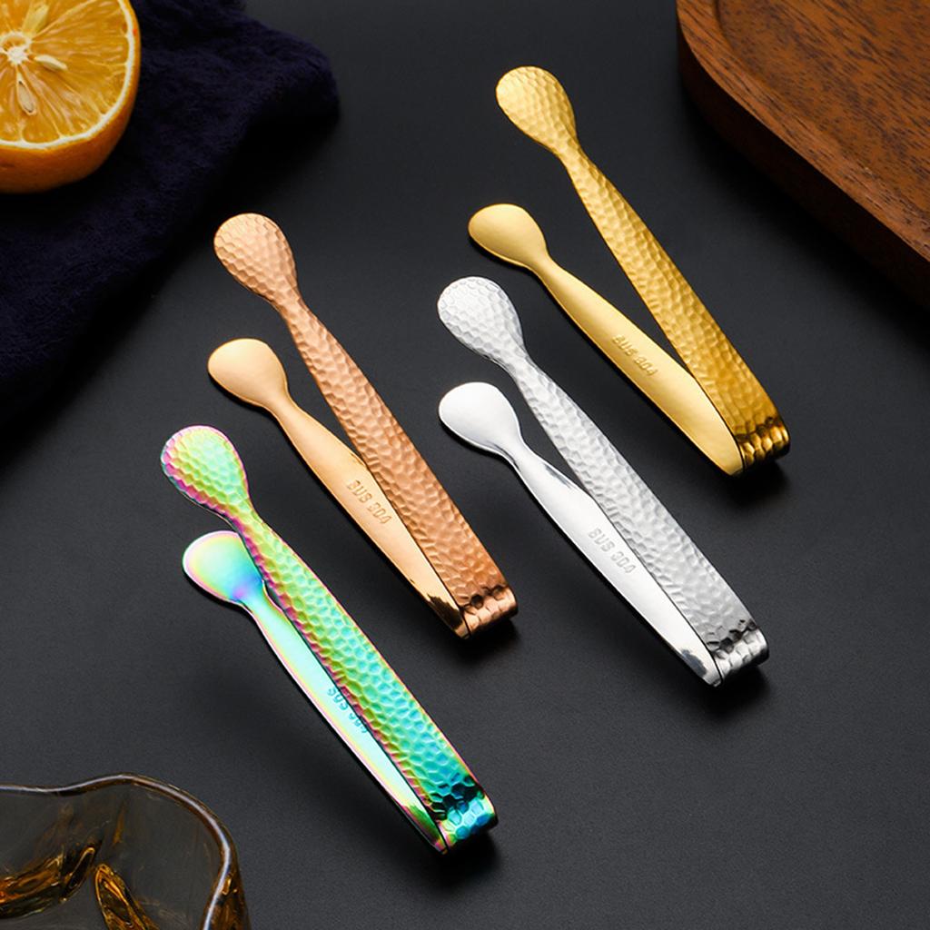 Pakke med 2 Mini Isbiterklyper i Rustfritt Stål Sukkerklyper For Selskaper og Daglig Bruk på Kjøkken eller Bar Isbøtte