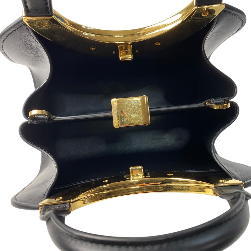 Gebrauchte BVLGARI Umhängetasche schwarzes Leder Damen