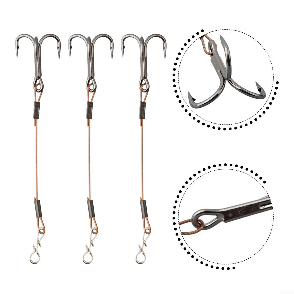 Przynęta do łowienia sandaczy z kotwicami ze stali nierdzewnej, 3 sztuki