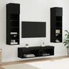 LED TV Wall Unit Set 6 pcs Black Oak Effect Particleboard