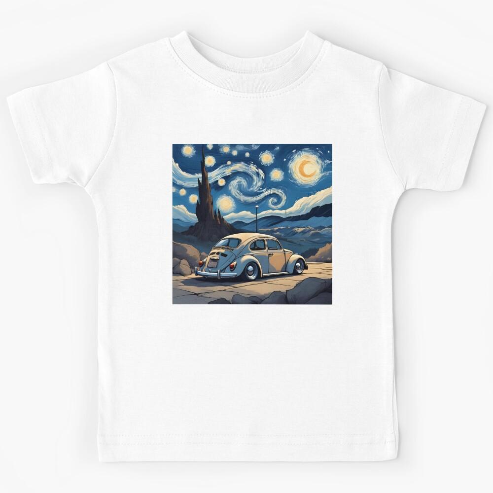 Retro Car, Starry Night, Lowrider Art, Surreal Landscape Kids T-Shirt 170