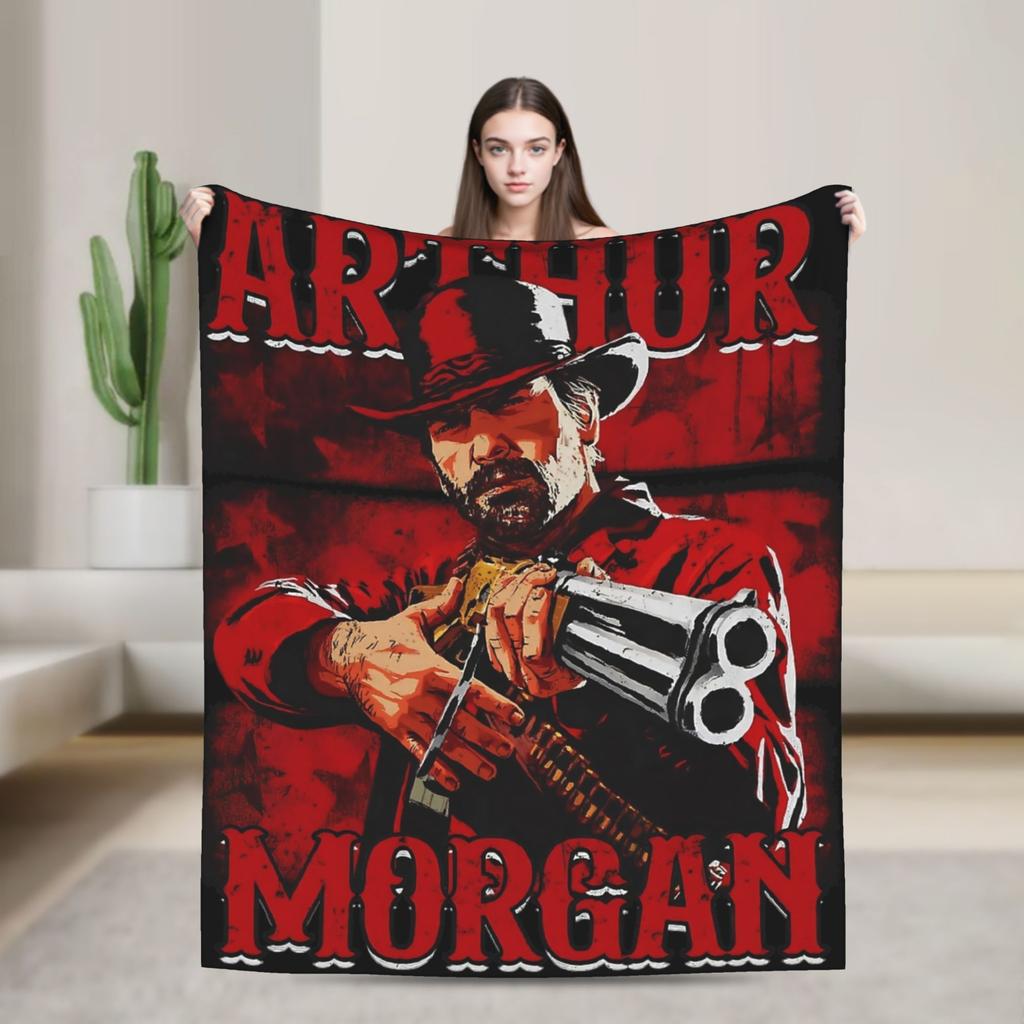 Arthur Morgan West Cowboy Action King Game Character Blanket Red Dead Redemption Plush Bedding Throws For Bedroom Flannel Cover