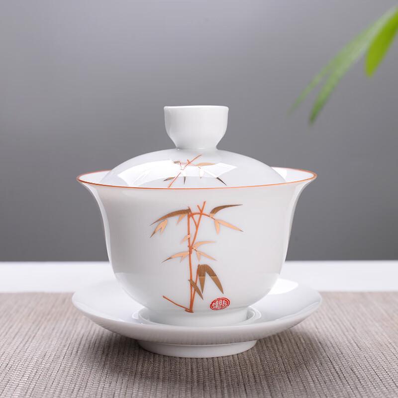 High White Ceramic Gongfu Gaiwan Tea Set Large
