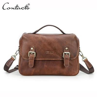 CONTACT'S Genuine Leather Men's Messenger Bag Full Grain Sling Shoulder Bag  Travel Essential  Crossbody Bags