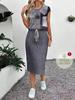 European & American Women's Casual Printed Short Sleeve Two-Piece Skirt Set