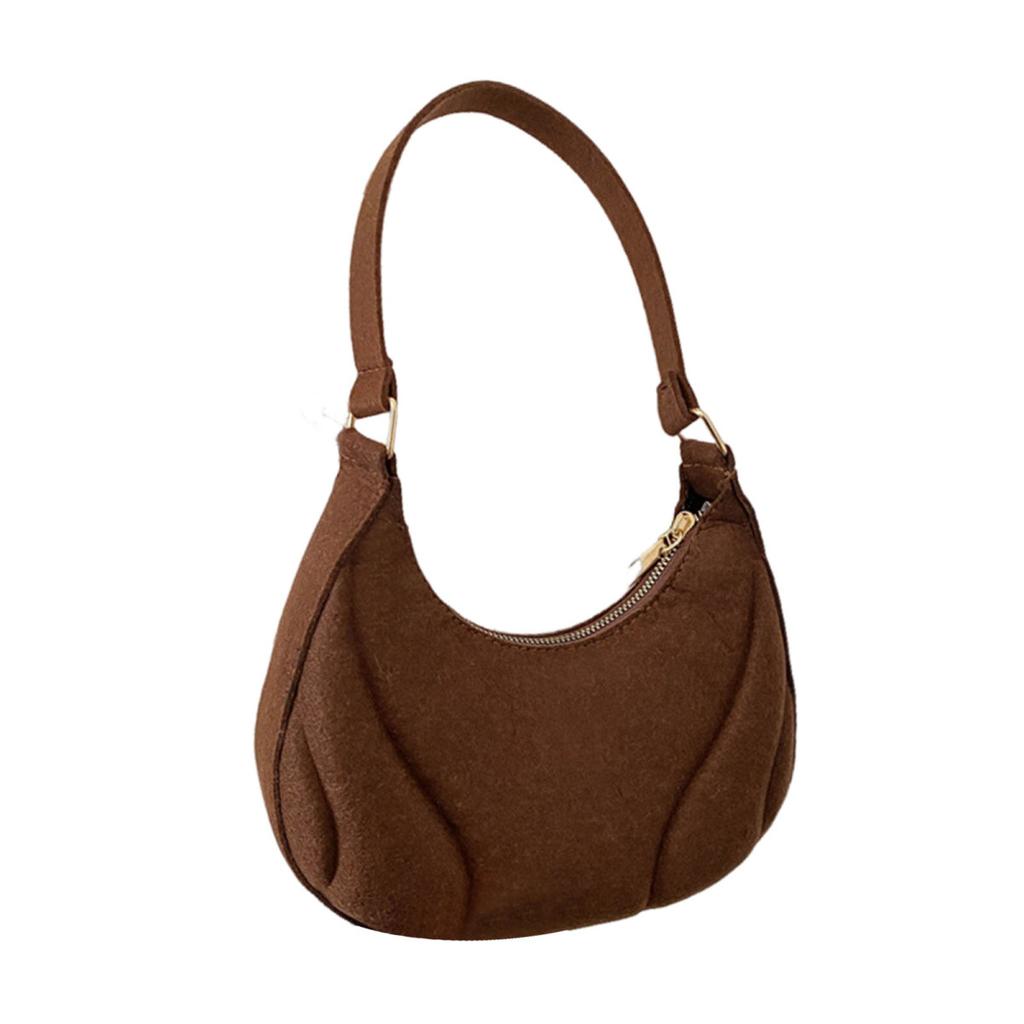 Yousheng Damen Schultertasche Knödelform Filztasche Reißverschluss Einfarbig Große Kapazität Pendler Geldbörse für Schule Party Reise Straße Urlaub