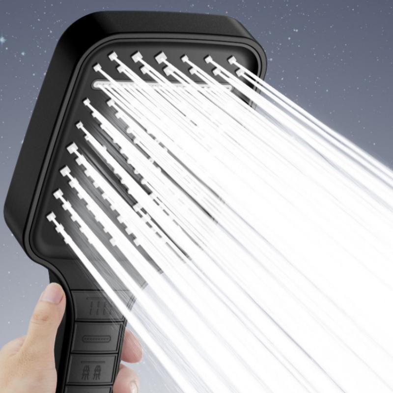 Cap de duș mare cu 7 moduri, reglabil cu o singură cheie, baie de înaltă presiune, cu economie de apă, duze pentru baterie de duș, accesorii pentru baie