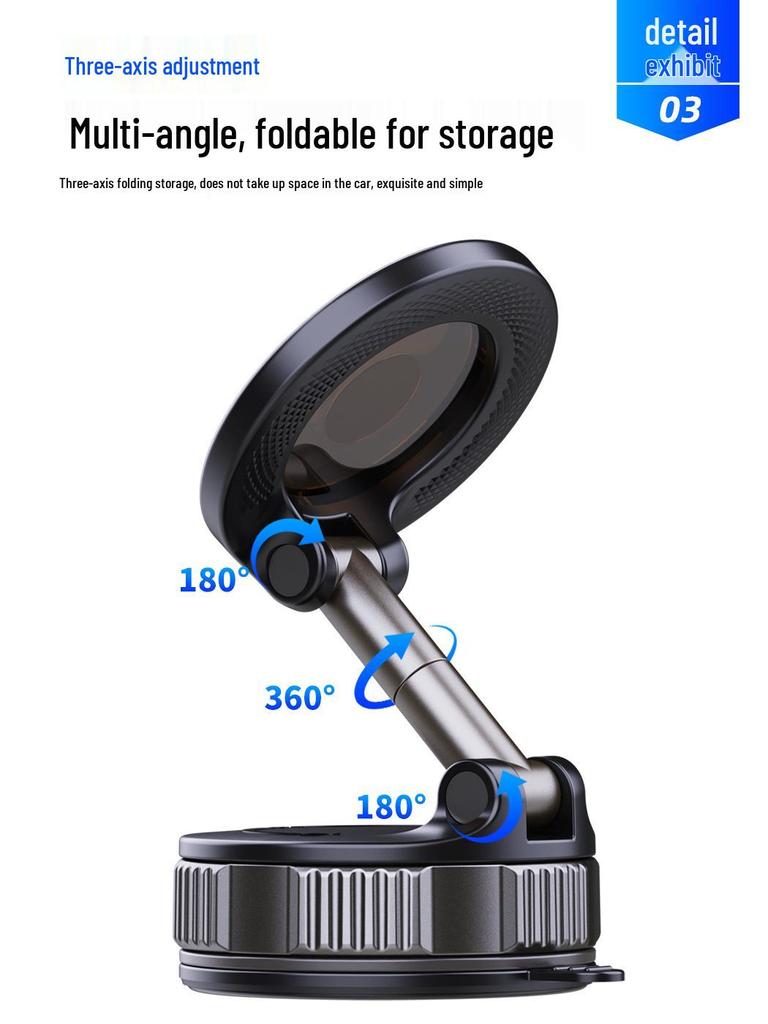 Car Center Console Magnetic Phone Holder with N52 Vacuum Suction Mount