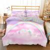 Cloud Sky Duvet Cover Set King/Queen Size,pink Blue-green Beautiful Natural Scenery Soft Bedding Set for Kids Teens Adults Girls