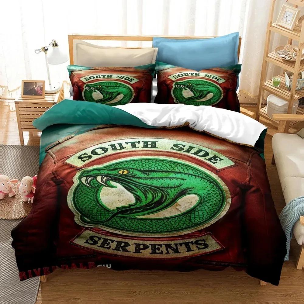 Lisabridal South Side Serpents Riverdale TV Bedding Set Boys Girls Twin Queen Size Duvet Cover Pillowcase Bed Kids Adult