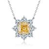 S925 Sterling Silver Sunflower Pendant Necklace with Luxury Pave Zircon for Women