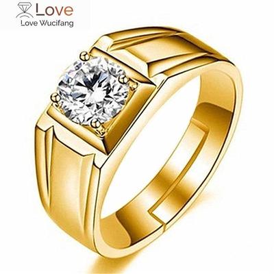 Anello da uomo creativo con decorazione a mano, placcato in oro, in zirconio, anello da uomo d'affari, anello da sposa di lusso alla moda con anello in zirconio